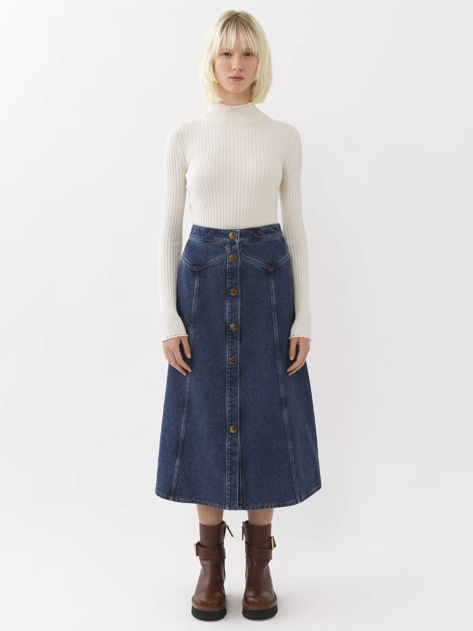 Femme Chloé Jupe Midi Evasee