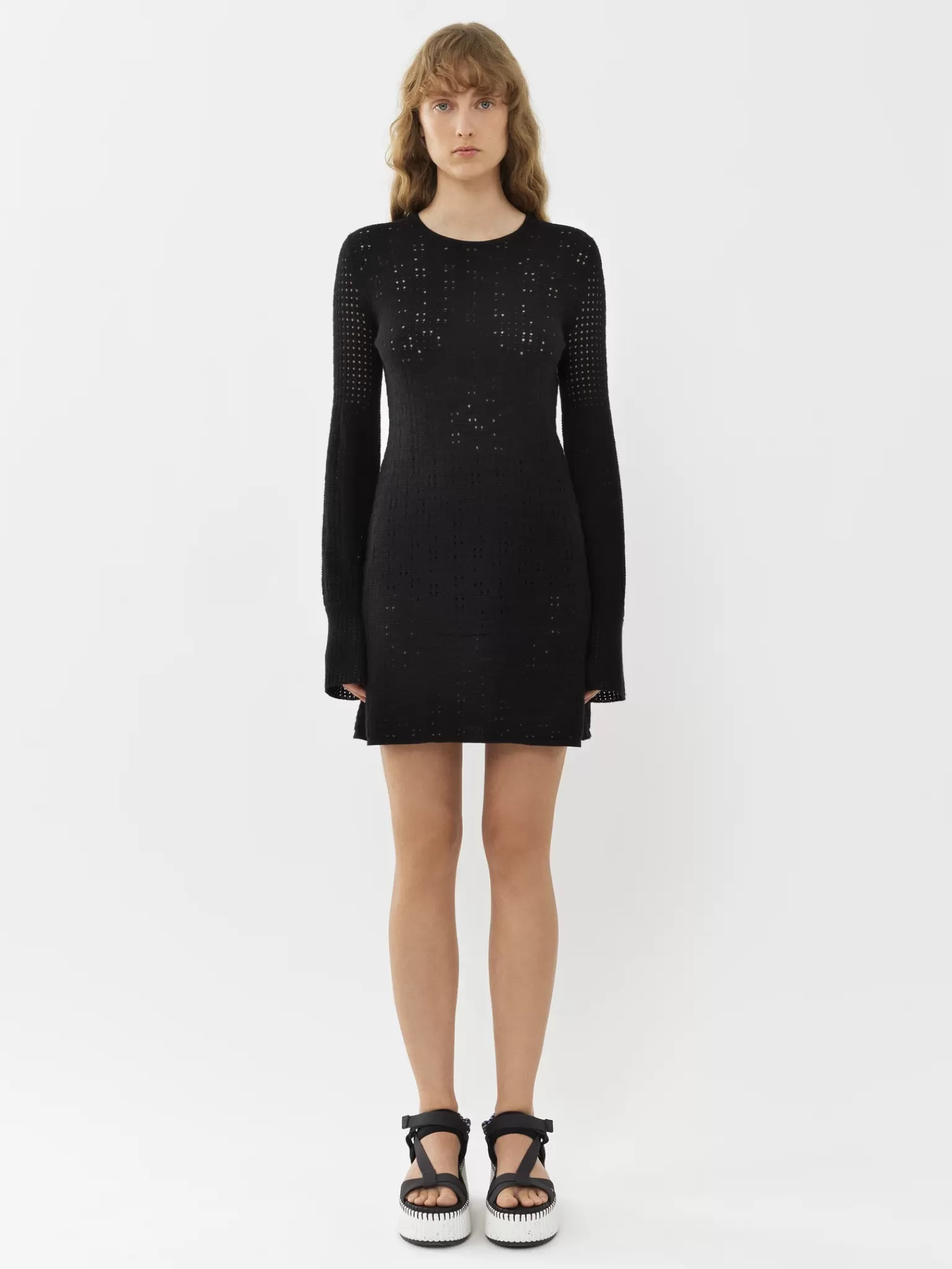 Femme Chloé Mini Robe Manches Trompette