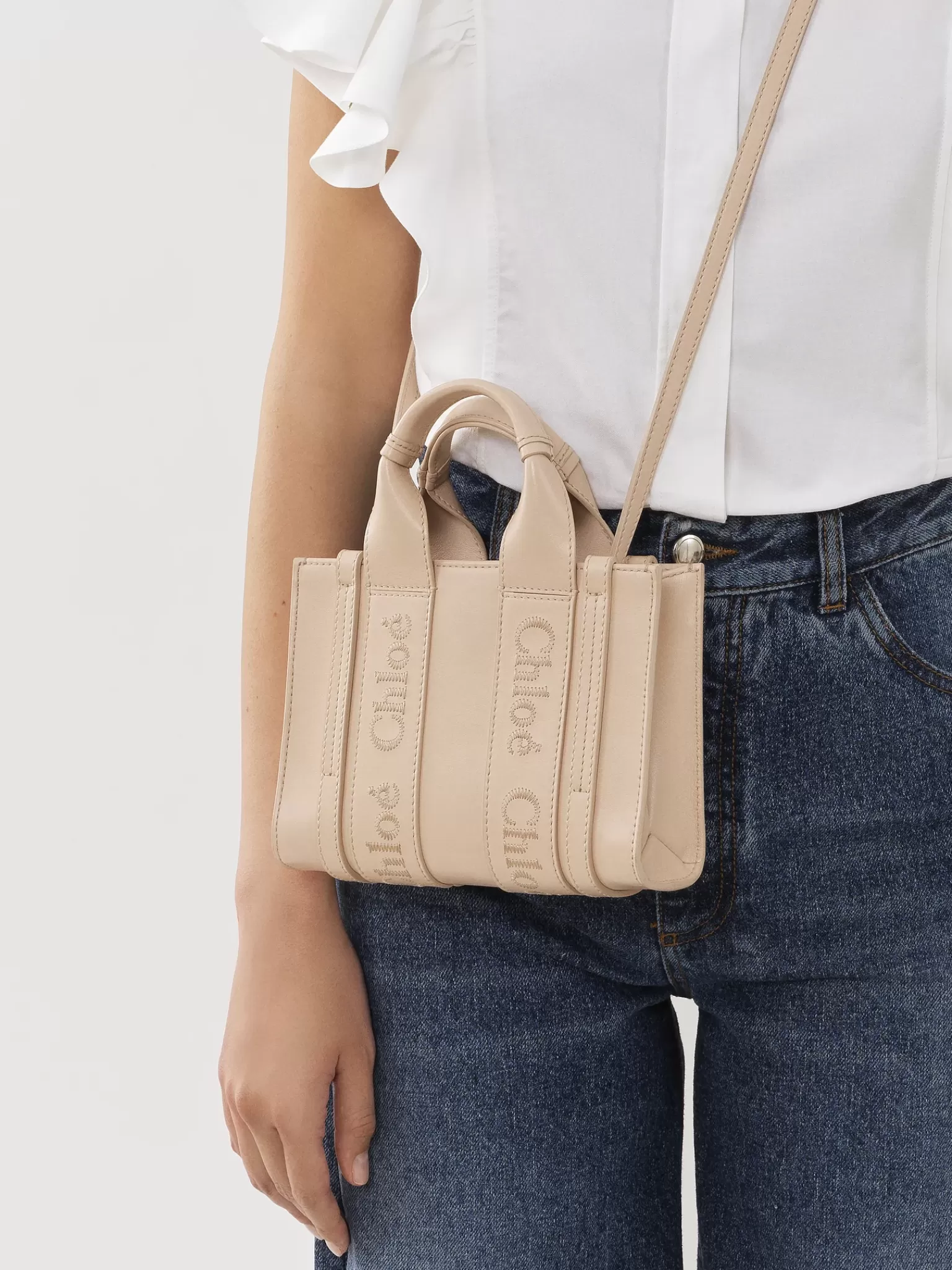 Femme Chloé Mini Sac Cabas Woody A Bandoulière