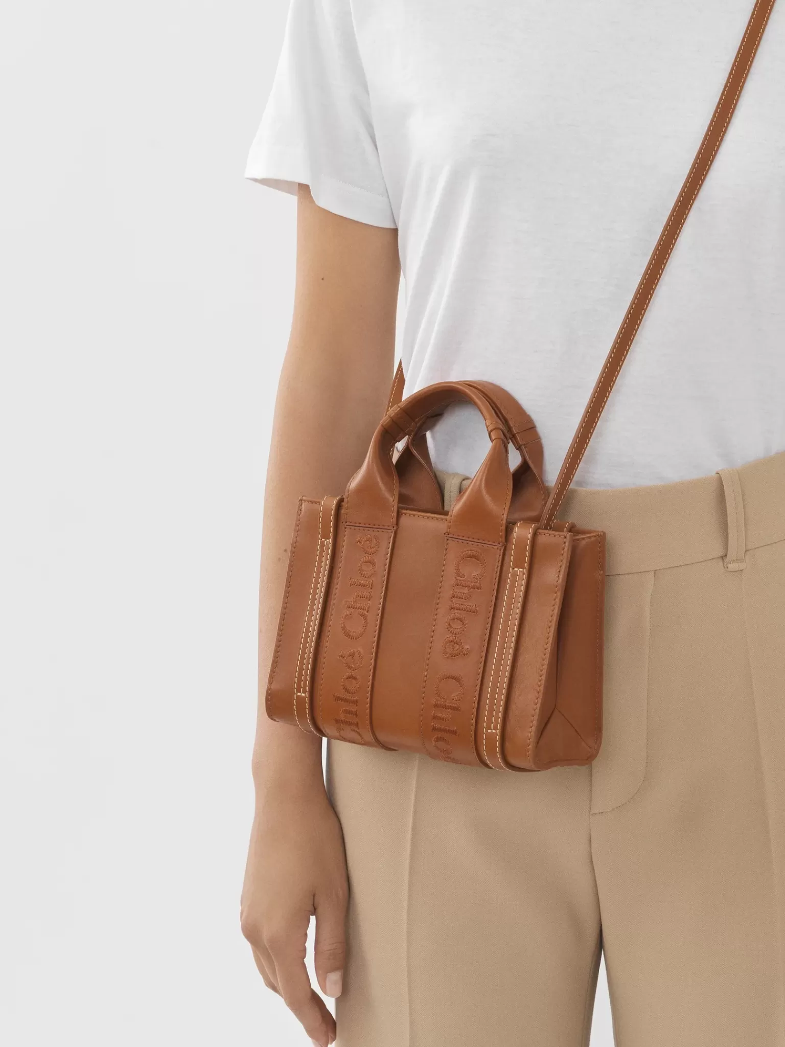 Femme Chloé Mini Sac Cabas Woody A Bandoulière