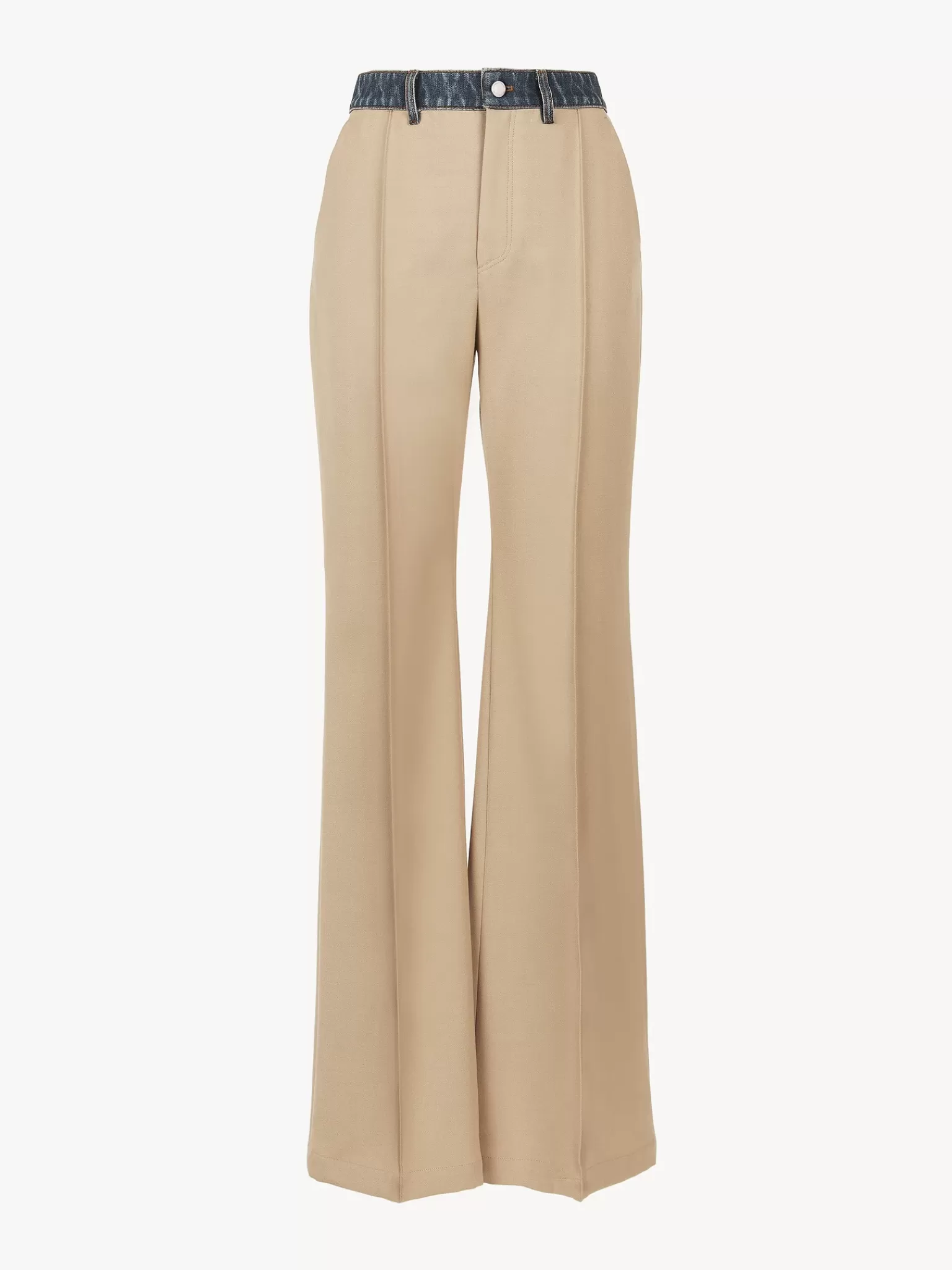 Femme Chloé Pantalon Evase Bi-Matiere