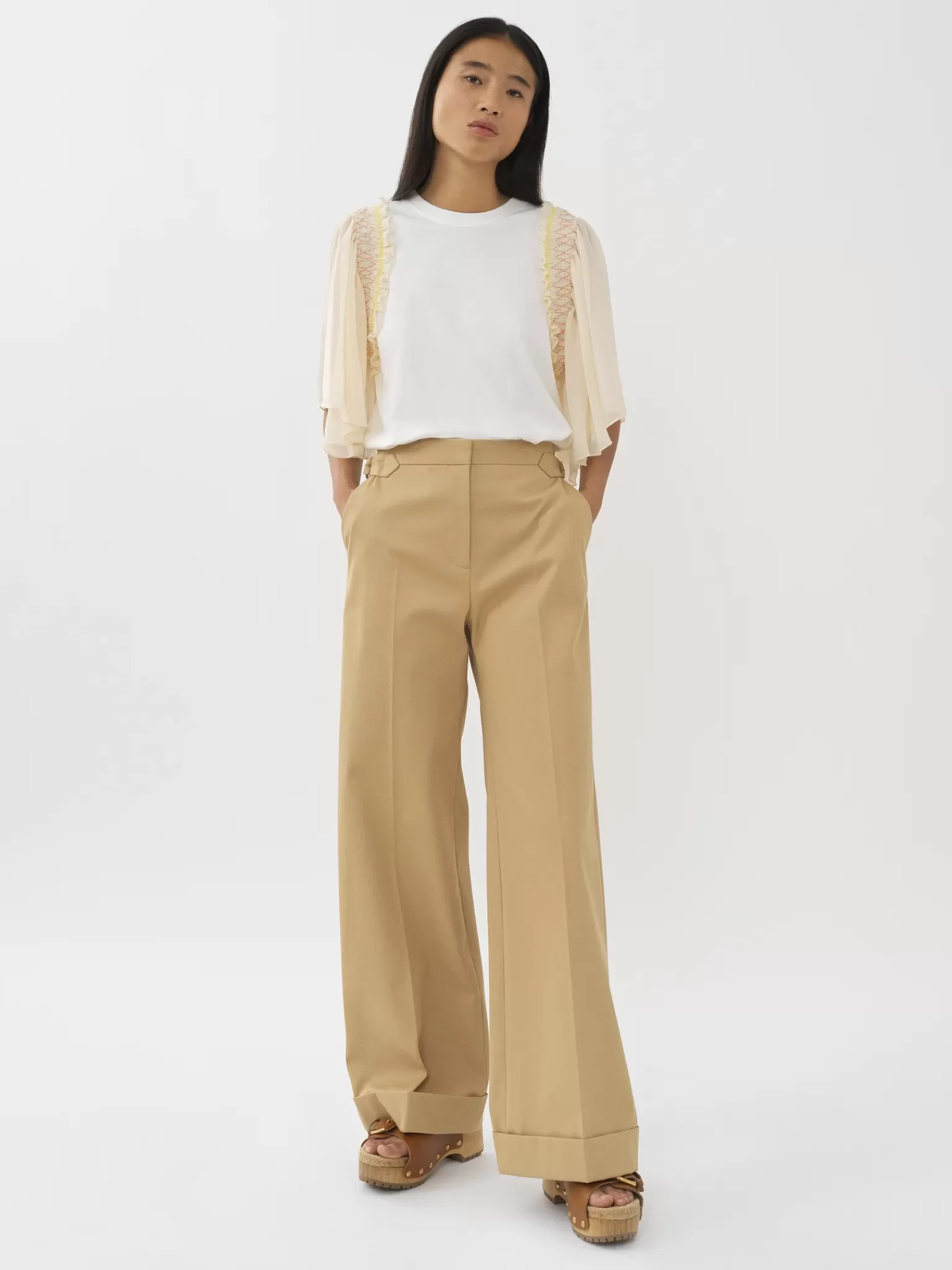 Femme Chloé Pantalon Large A Revers