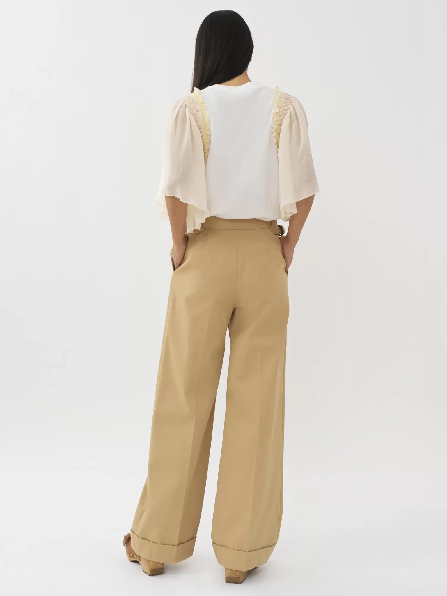 Femme Chloé Pantalon Large A Revers