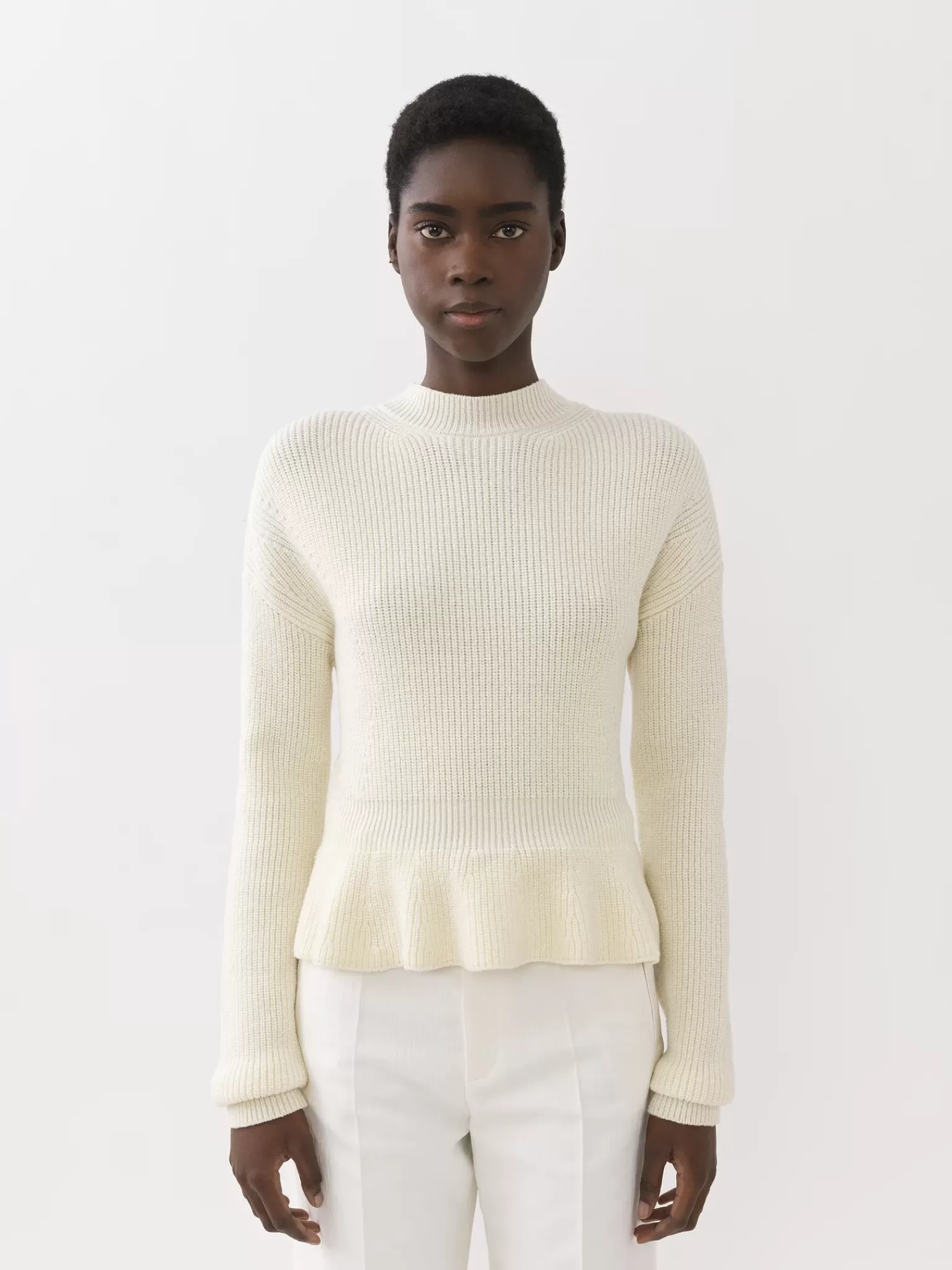 Femme Chloé Pull Col Montant A Basque