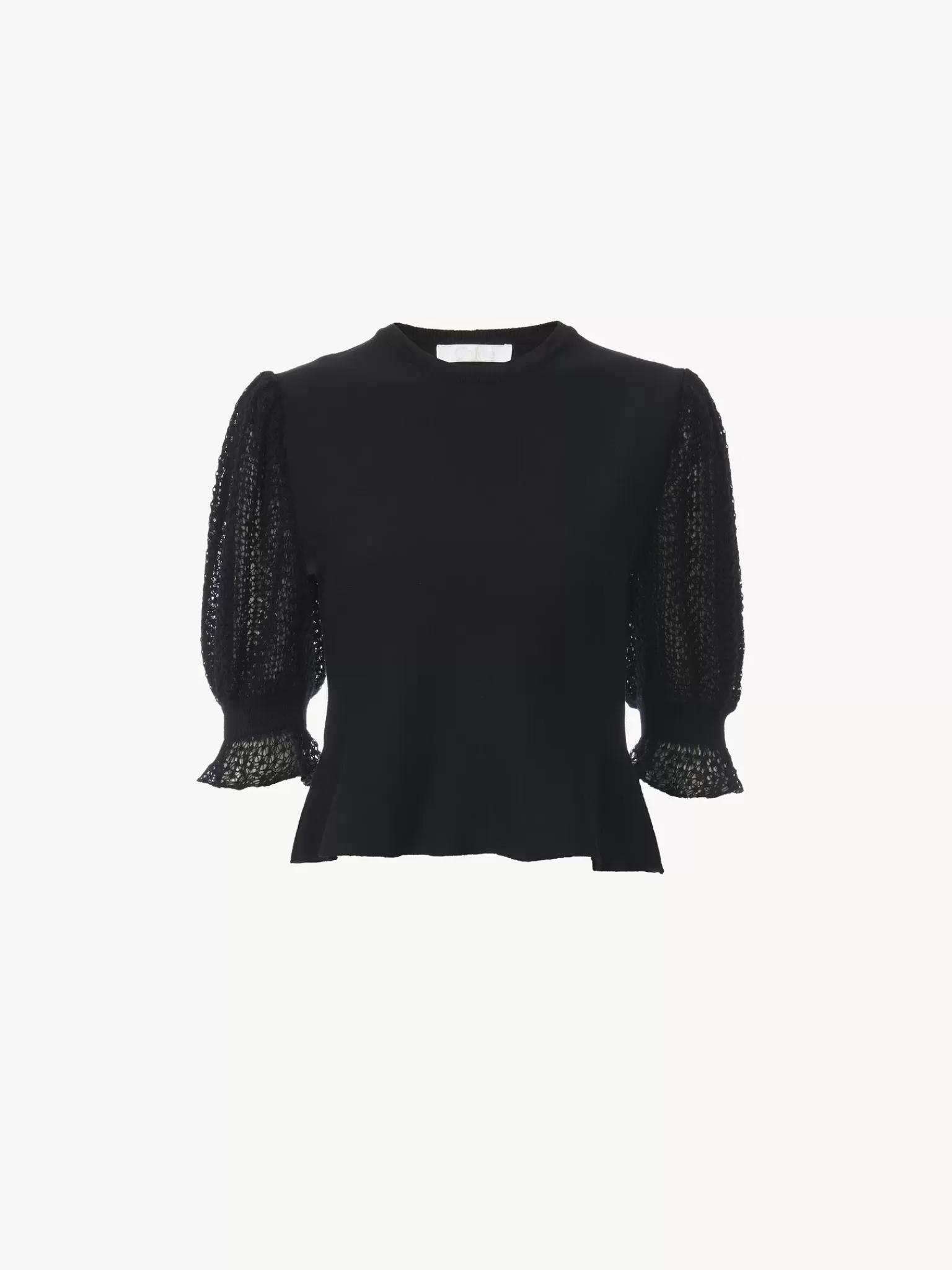 Femme Chloé Pull Col Rond Court A Basque