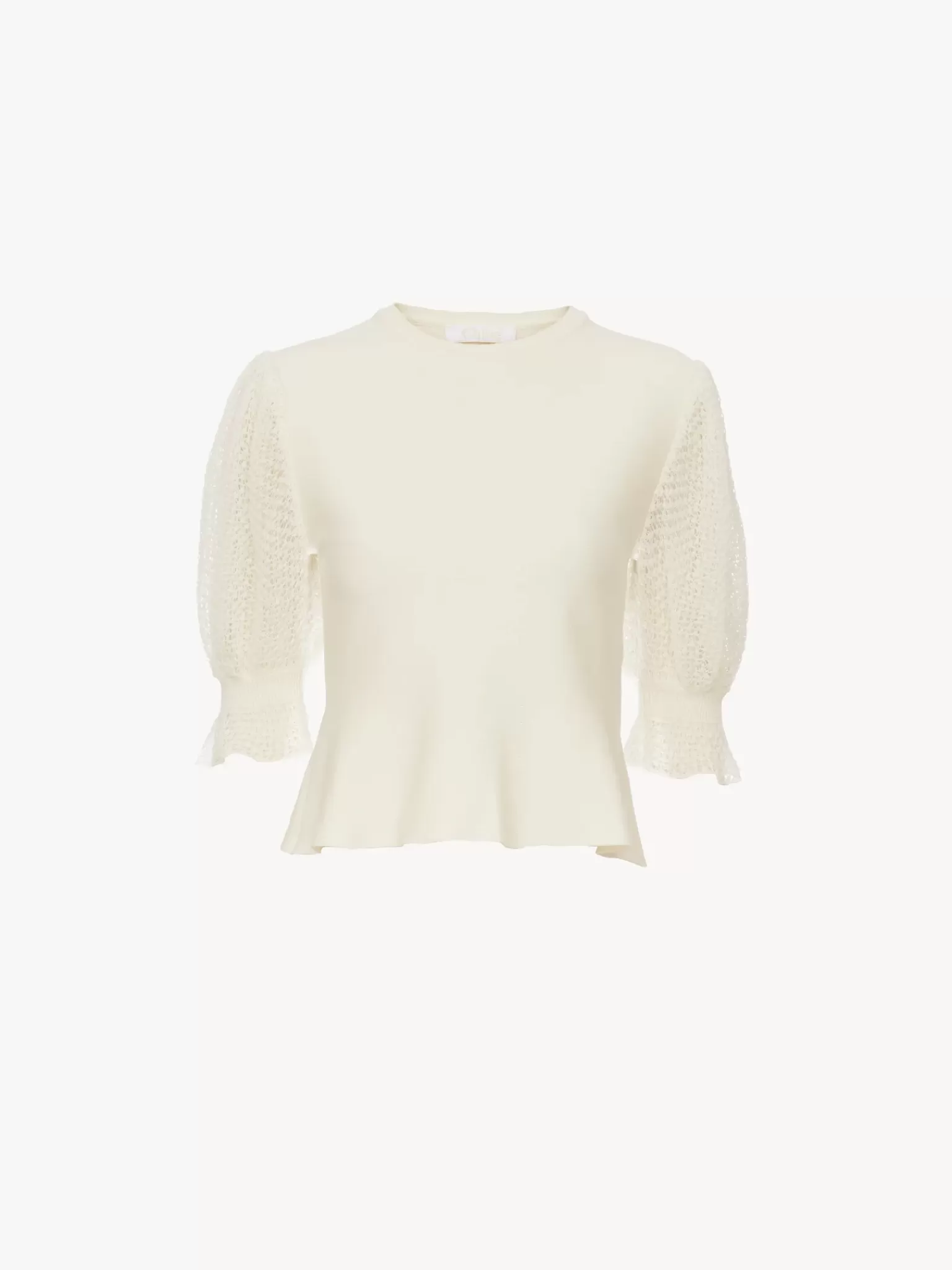 Femme Chloé Pull Col Rond Court A Basque