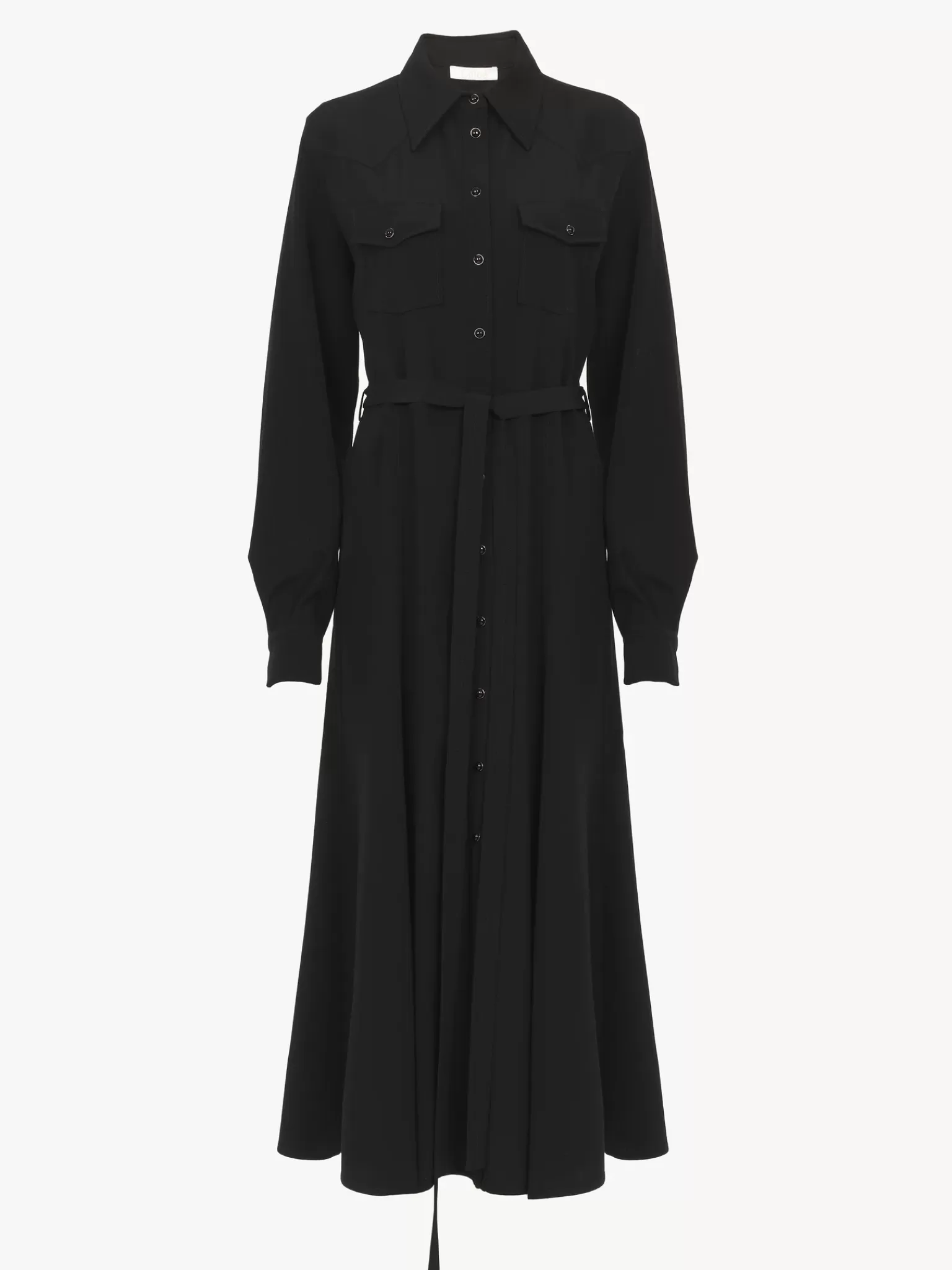 Femme Chloé Robe Chemise Midi Ceinturee