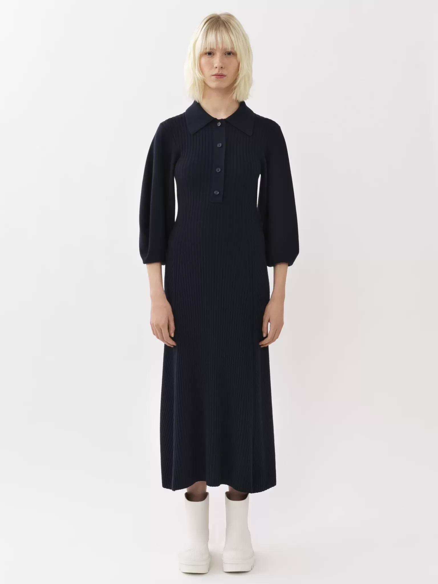 Femme Chloé Robe Midi Col Polo