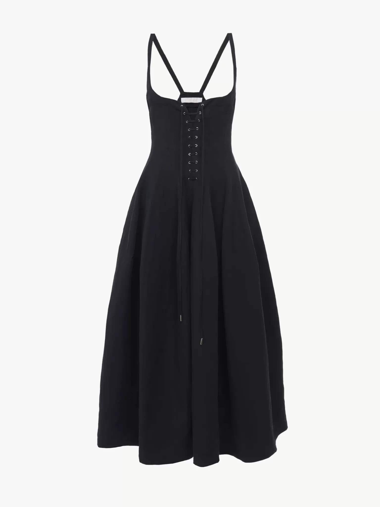 Femme Chloé Robe Midi Evasee A Lacets