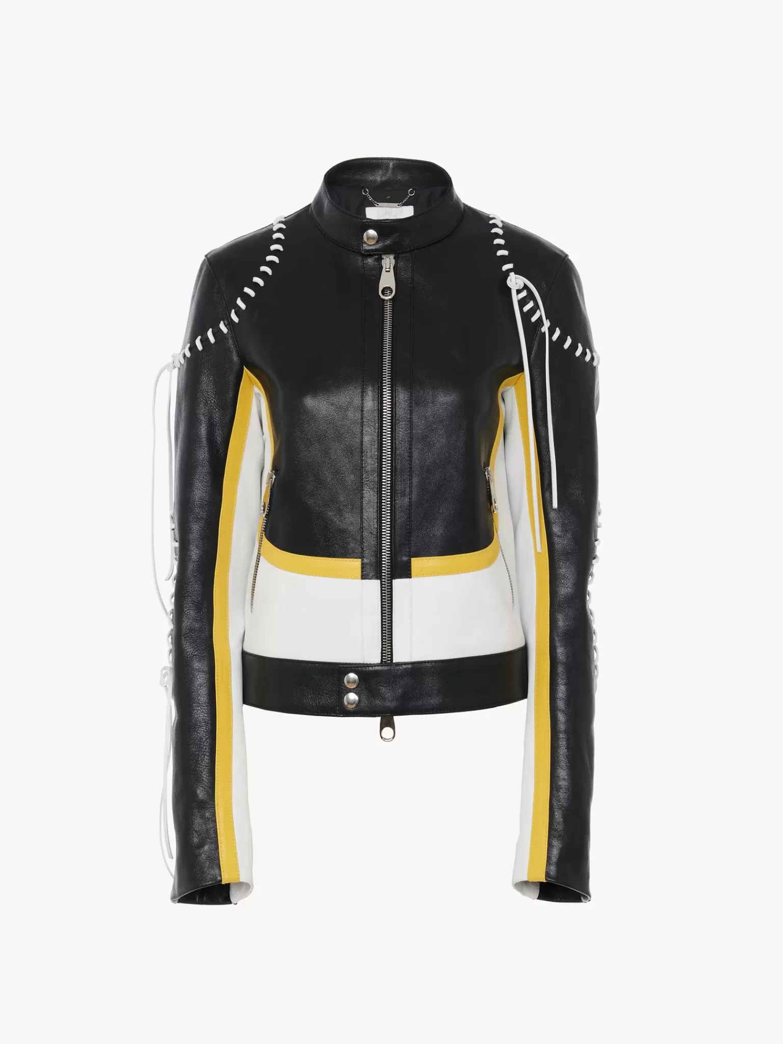 Femme Chloé Veste Biker Courte A Lacets