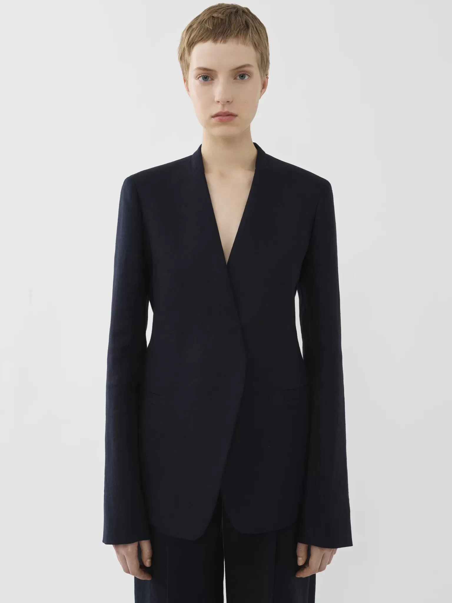 Femme Chloé Veste Blazer Sans Col Ouverte